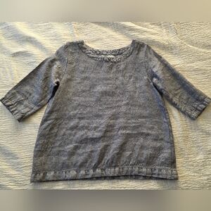 EUC Not Perfect Linen Grey Blouse
